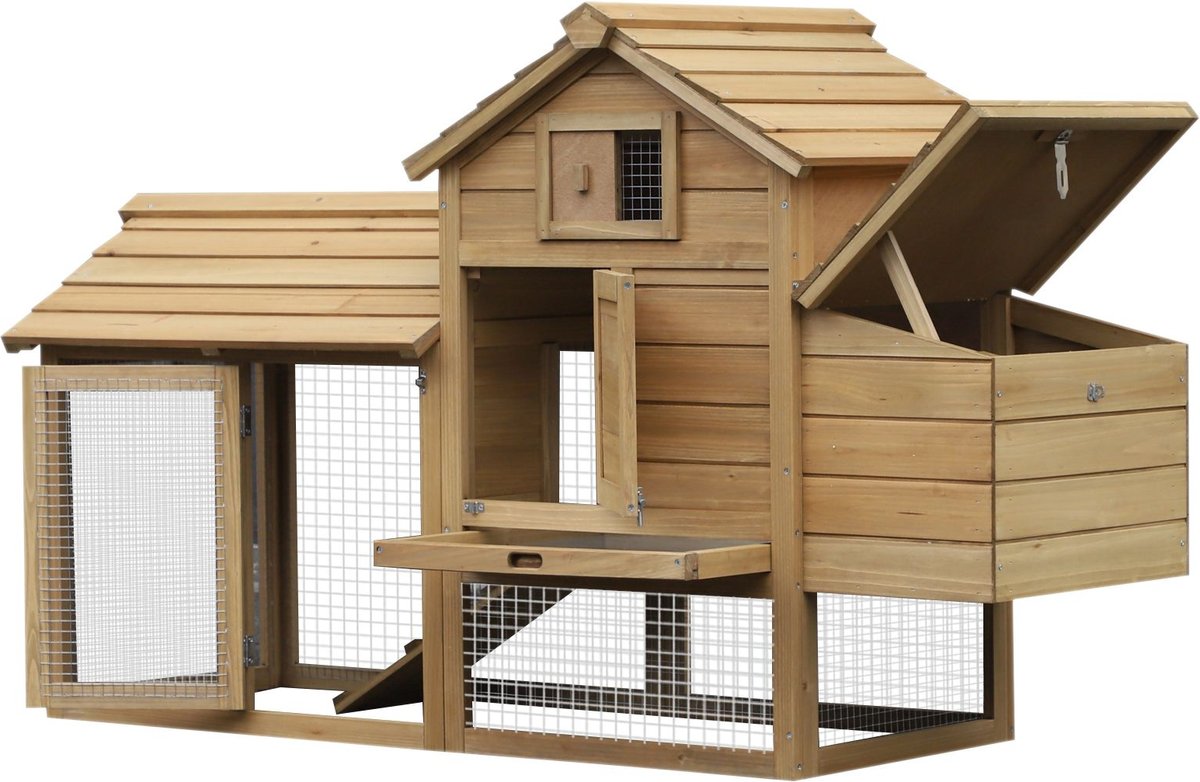 PawHut Nesting Box Wooden Chicken Coop， Hen House and Rabbit Hutch