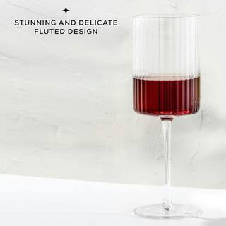 JoyJolt Elle 17.5 oz. Fluted Cylinder Red Wine Glasses Set (Set of 2) JG10300