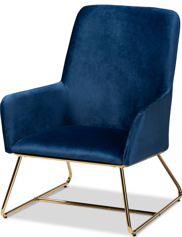 Baxton Studio Sennet Glam and Luxe Velvet Upholstered Gold Armchair   Contemporary   Armchairs And Accent Chairs   by HedgeApple  Houzz