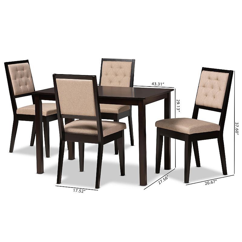 Baxton Studio Suvi Dining Table and Chairs 5-piece Set