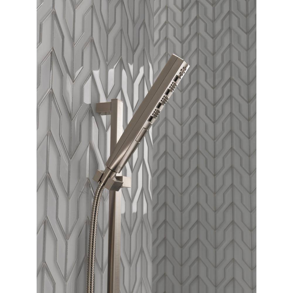 Delta 4-Spray Patterns 1.75 GPM 1.43 in. Wall Mount Handheld Shower Head with H2Okinetic in Lumicoat Stainless 51140-SS-PR