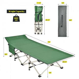 Alpulon Green Wide Foldable Camping Cot with Carrying Bag ZMWV070