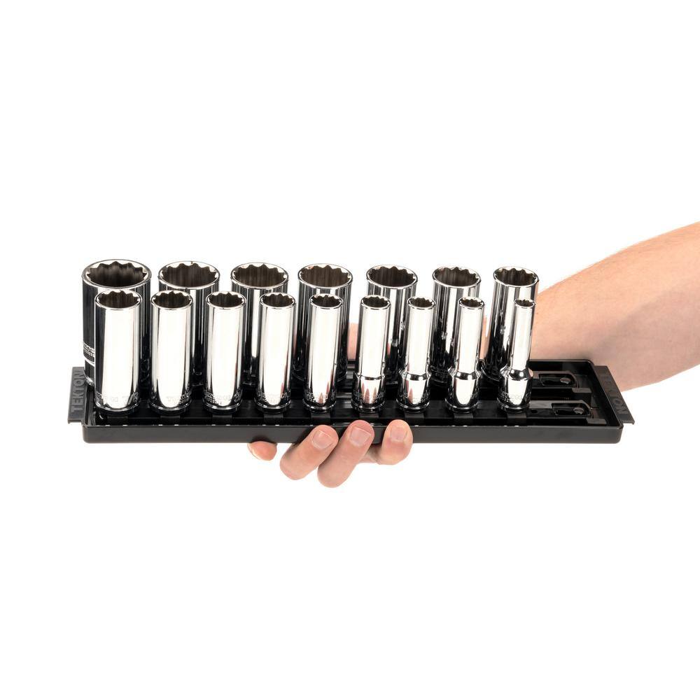 TEKTON 12 in. Drive 12-Point Socket Set with Rails (38 in.-1-516 in.) (32-Piece) SHD92206