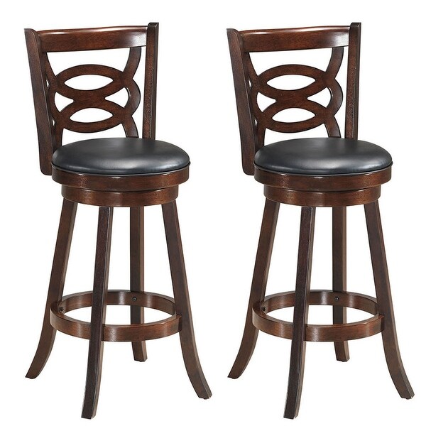 Costway Set of 2 Bar Stools 29'' Height Wooden Swivel Backed Dining - 17.5''x19''x42''(WxDxH)