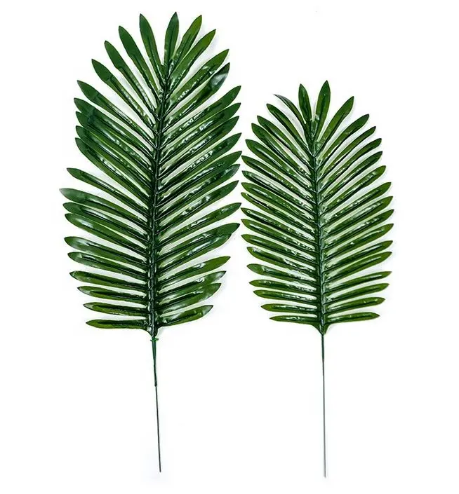 Environmental material real touch cheap artificial tropical plant faux palm leaves hawaiian luau party supplies