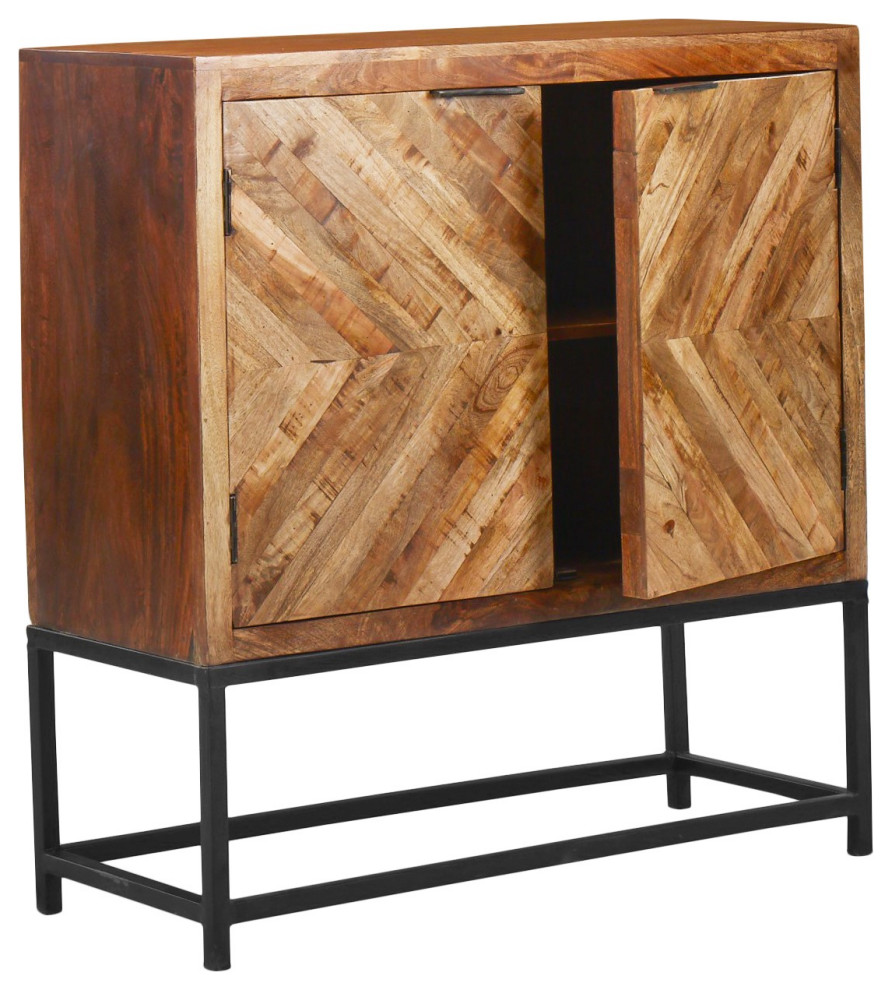 Reclaimed Solid Wood 2 Doors Accent Cabinet On Stand   Industrial   Accent Chests And Cabinets   by Sideboards and Things  Houzz