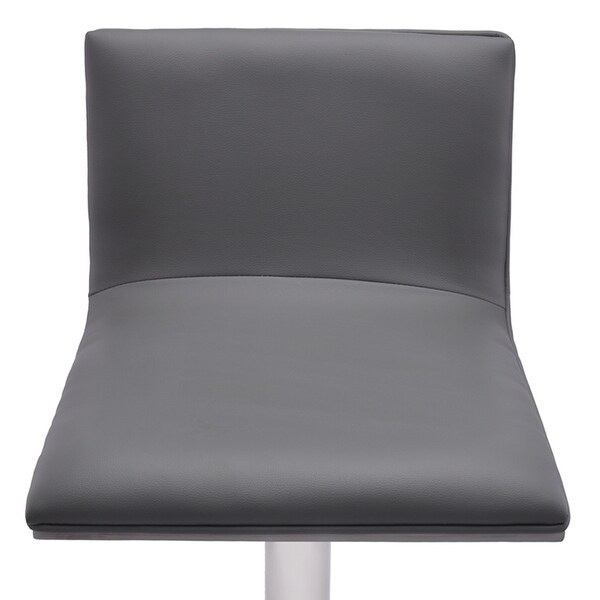 Adjustable Grey Faux Leather Walnut and Stainless Swivel Bar Stool - 41