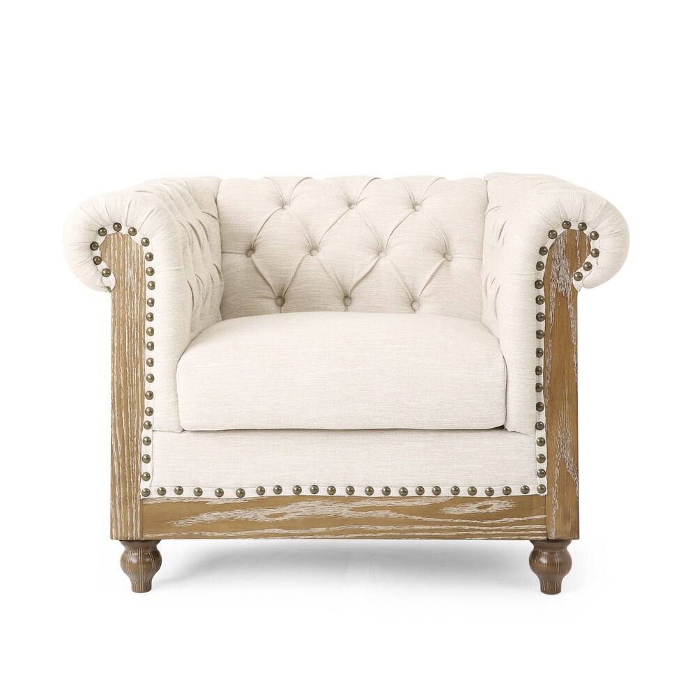 Voll Tufted Club Chair with Nailhead Trim by Christopher Knight Home