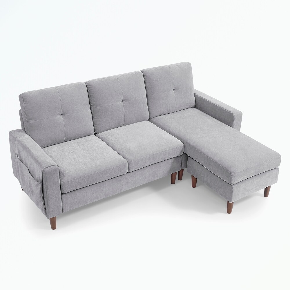 3 Seats L shape Chenille Sofa with Removable Cushions and Pocket