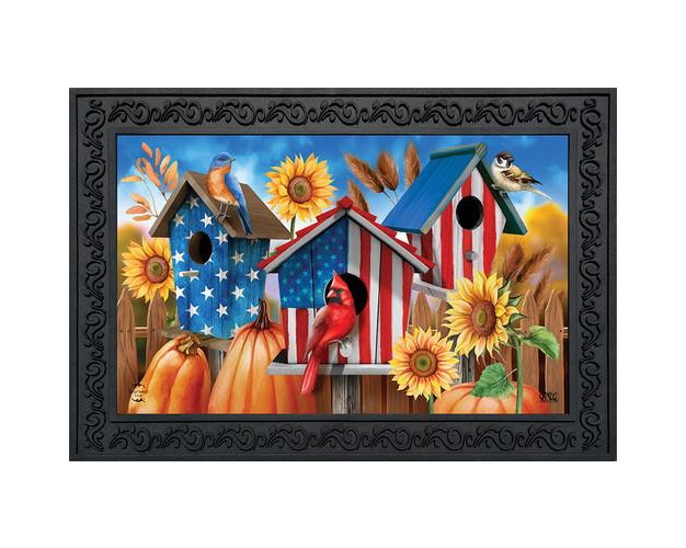 Briarwood Lane American Fall Birdhouses Doormat Patriotic Autumn