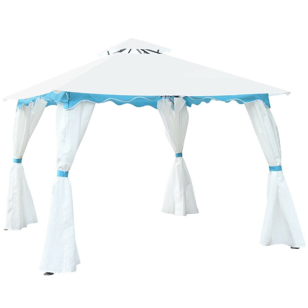 2 Tier 10' x 10' Patio Gazebo Canopy Tent w/ Side Walls