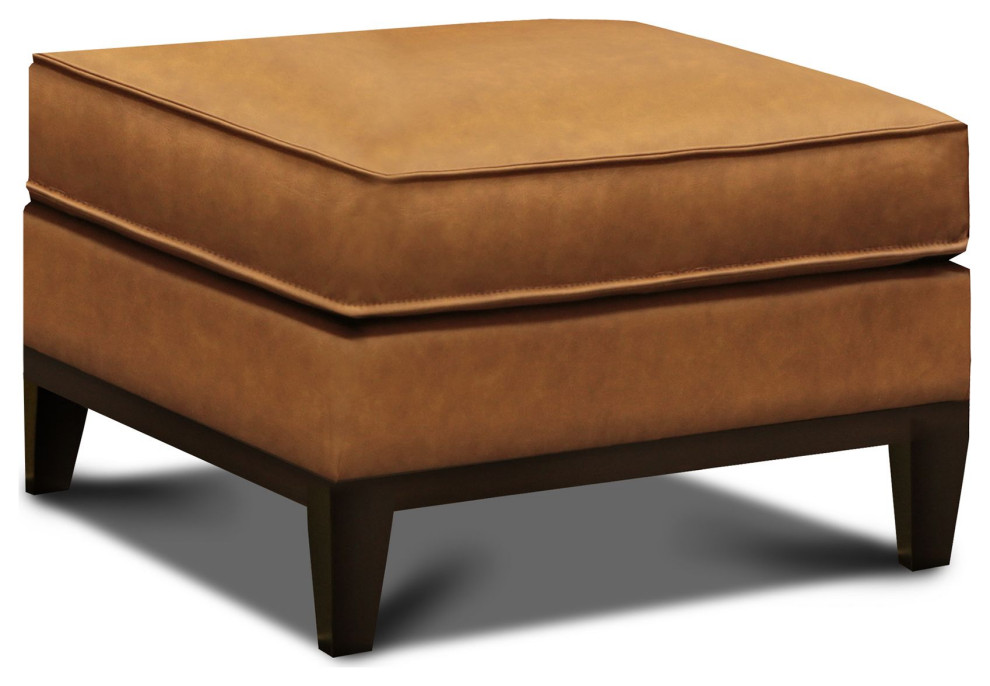 Metropole 100% Top Grain Pull Up Leather Mid century Ottoman   Transitional   Footstools And Ottomans   by Hello Sofa Home  Houzz