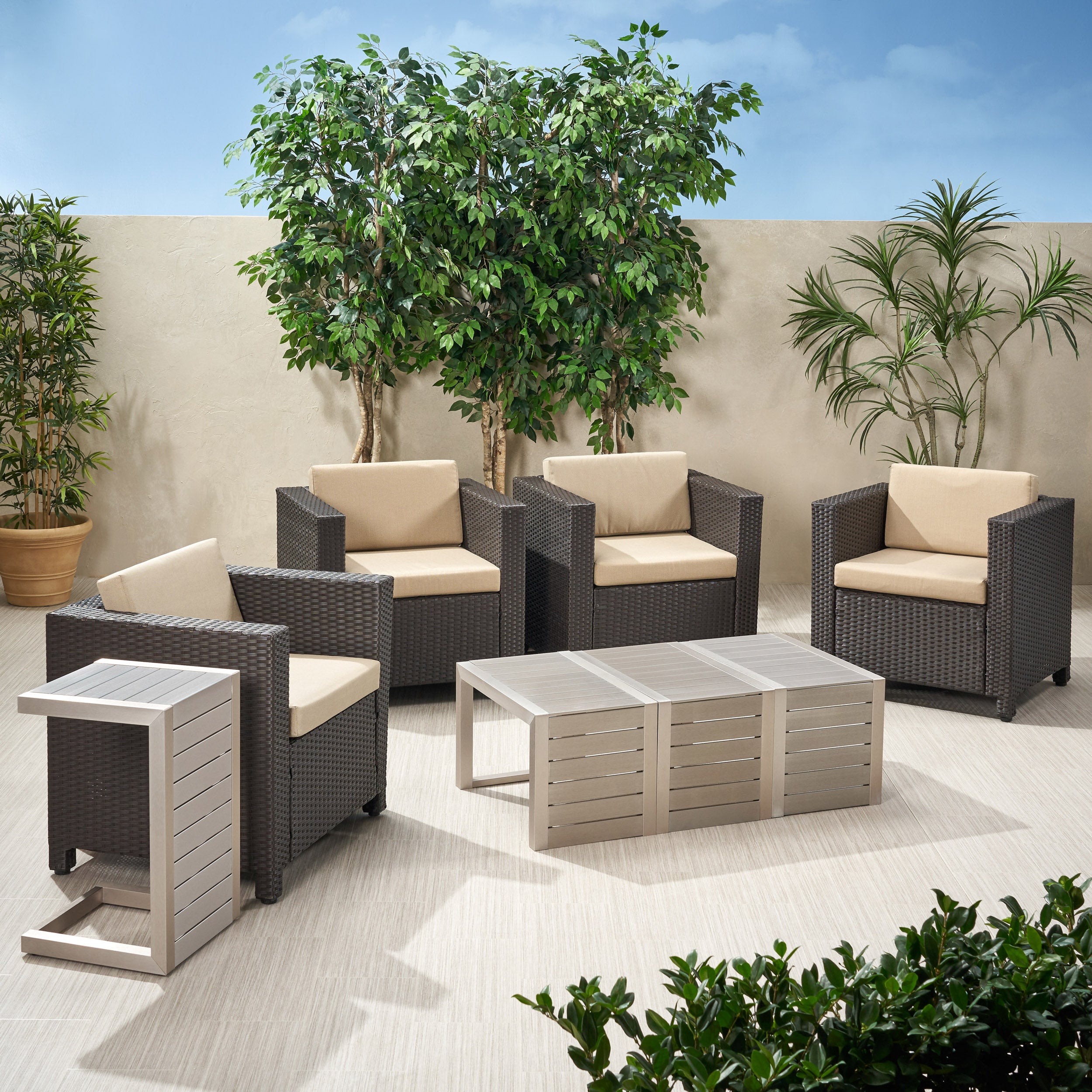 Venice 4-Seater Outdoor Chat Set with Side Tables