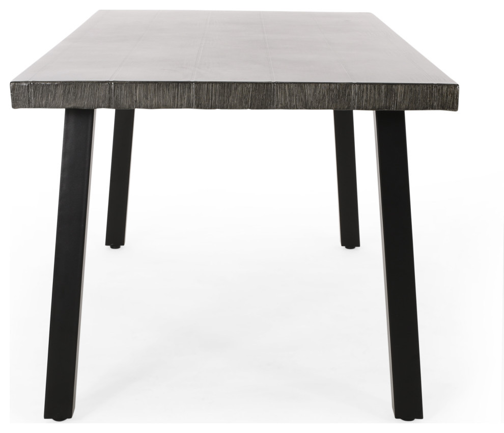 Yisroel Outdoor Aluminum Dining Table  Gray  Matte Black   Industrial   Outdoor Dining Tables   by GDFStudio  Houzz