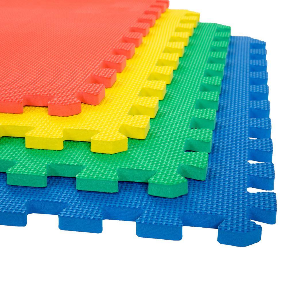 Multicolored 24 in. W x 24 in. L Foam ExerciseGym Flooring Tiles - Set of 4 Floor Tiles (16 sq. ft. Covered) 504499NOH