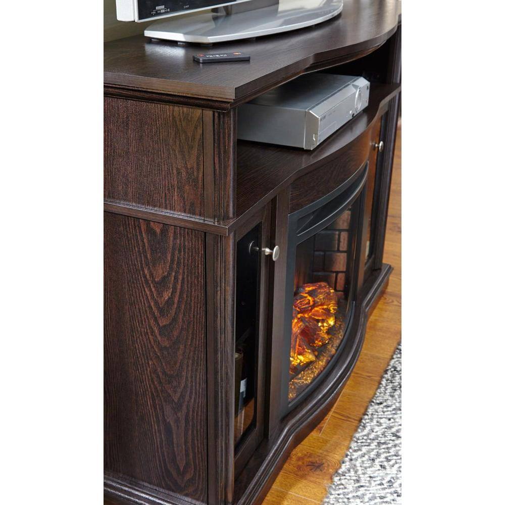 Pleasant Hearth Elliott 47 in. Media Electric Fireplace TV Stand in Merlot 248-44-34M-KIT