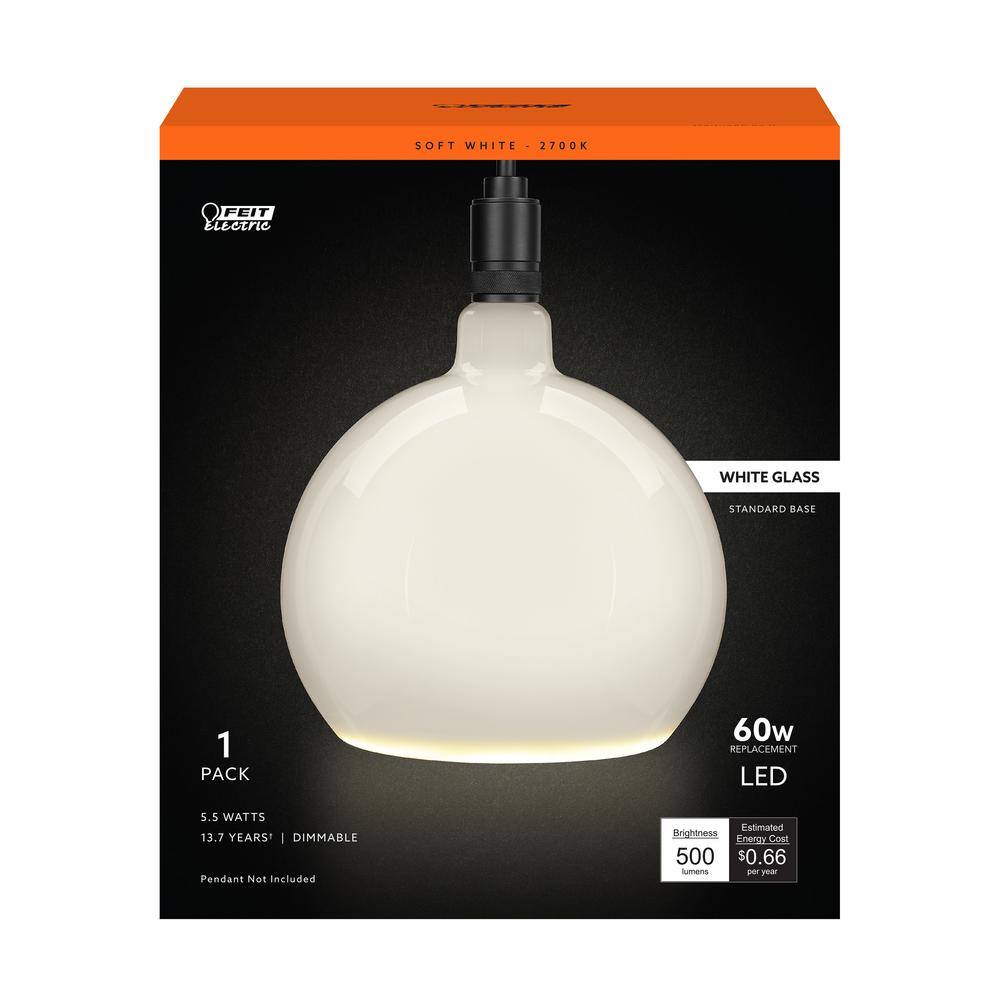 Feit Electric 60-Watt Equivalent Round Dimmable Oversized Frost Glass LED Light Bulb Soft White 2700K RNDF927CAHDRP