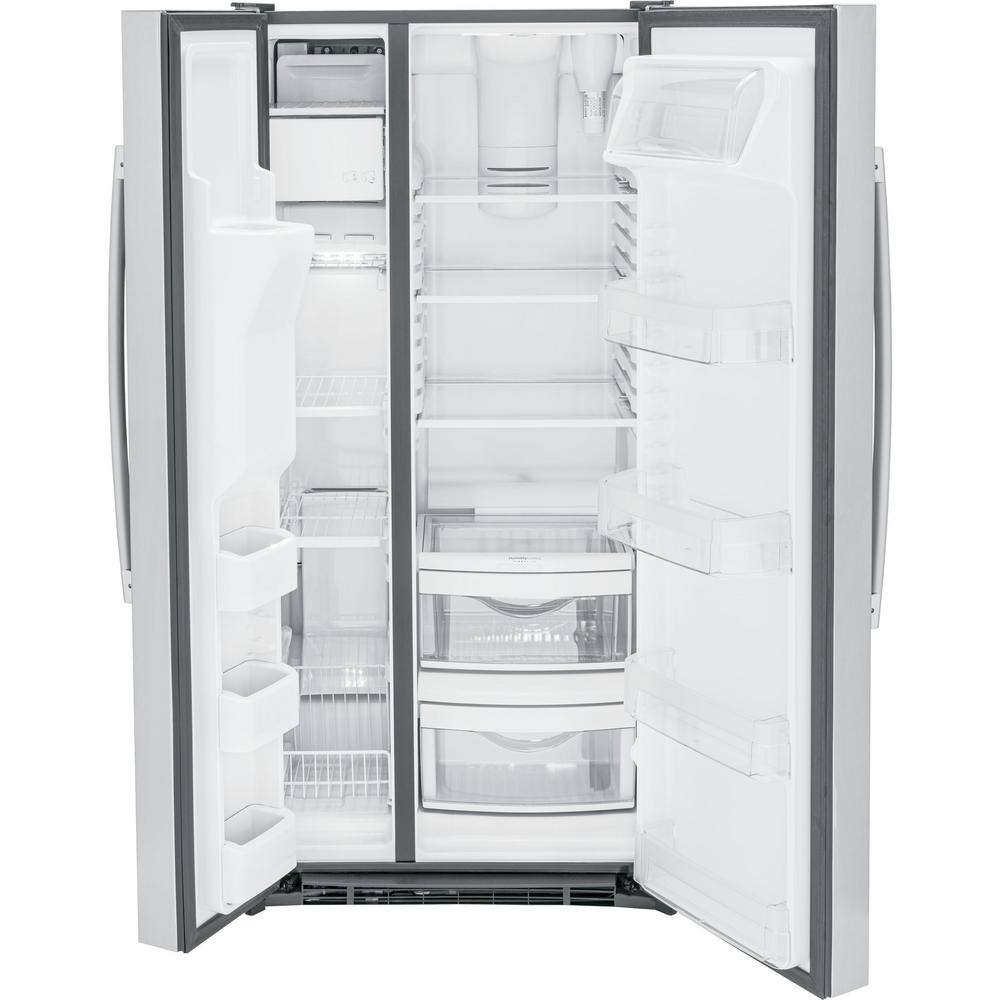 GE 23.0 cu. ft. Side by Side Refrigerator in Fingerprint Resistant Stainless Steel Standard Depth GSS23GYPFS