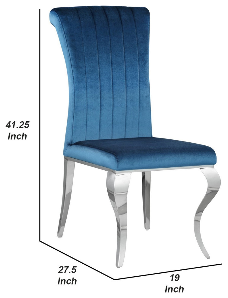 Dining Chair With Fabric Seat And Cabriole Legs  Set of 4  Blue   Contemporary   Dining Chairs   by VirVentures  Houzz