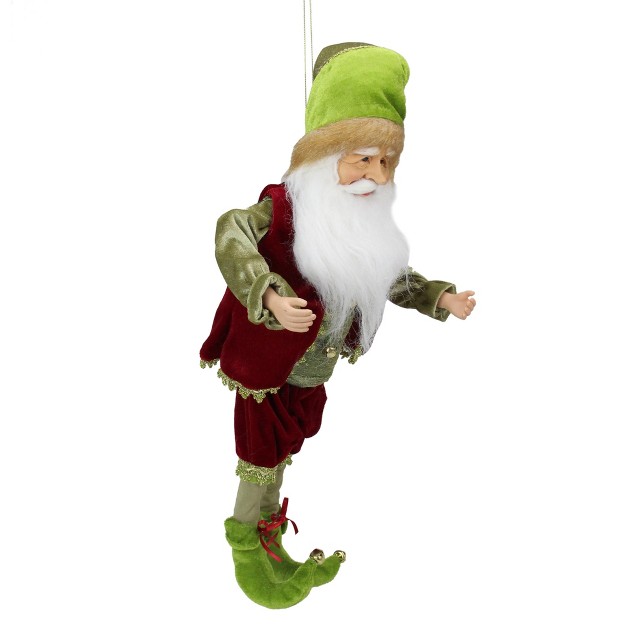 Red And Green Poseable Whimsical Elf Christmas Figurine