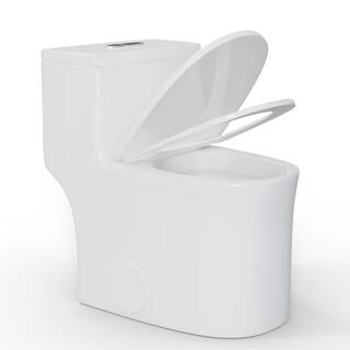 Simple Project One-Piece 1.28 GPF Dual Flush Elongated Toilet in Glossy White (Seat Included) HD-US-OT-2