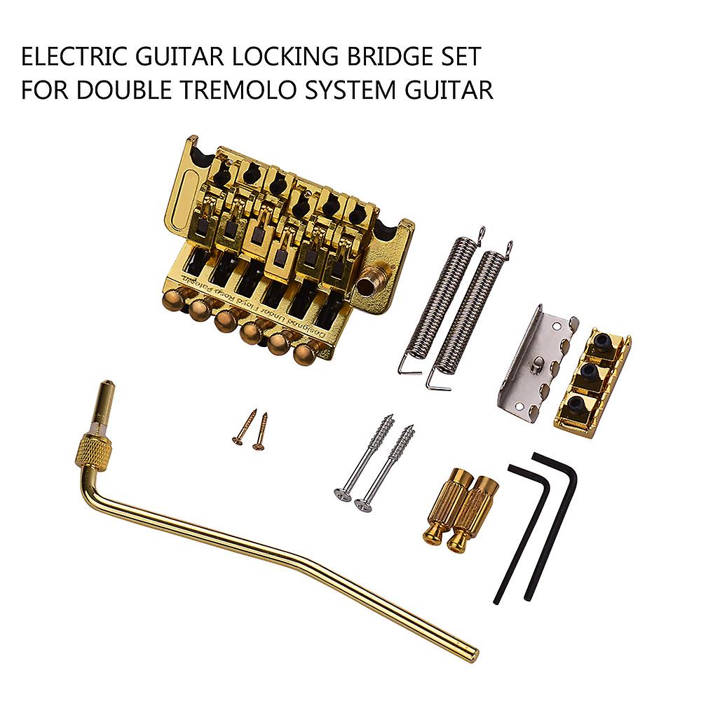 Elecrtic Guitar Locking Double Tremolo System Set Guitar Bridge Gold Gold