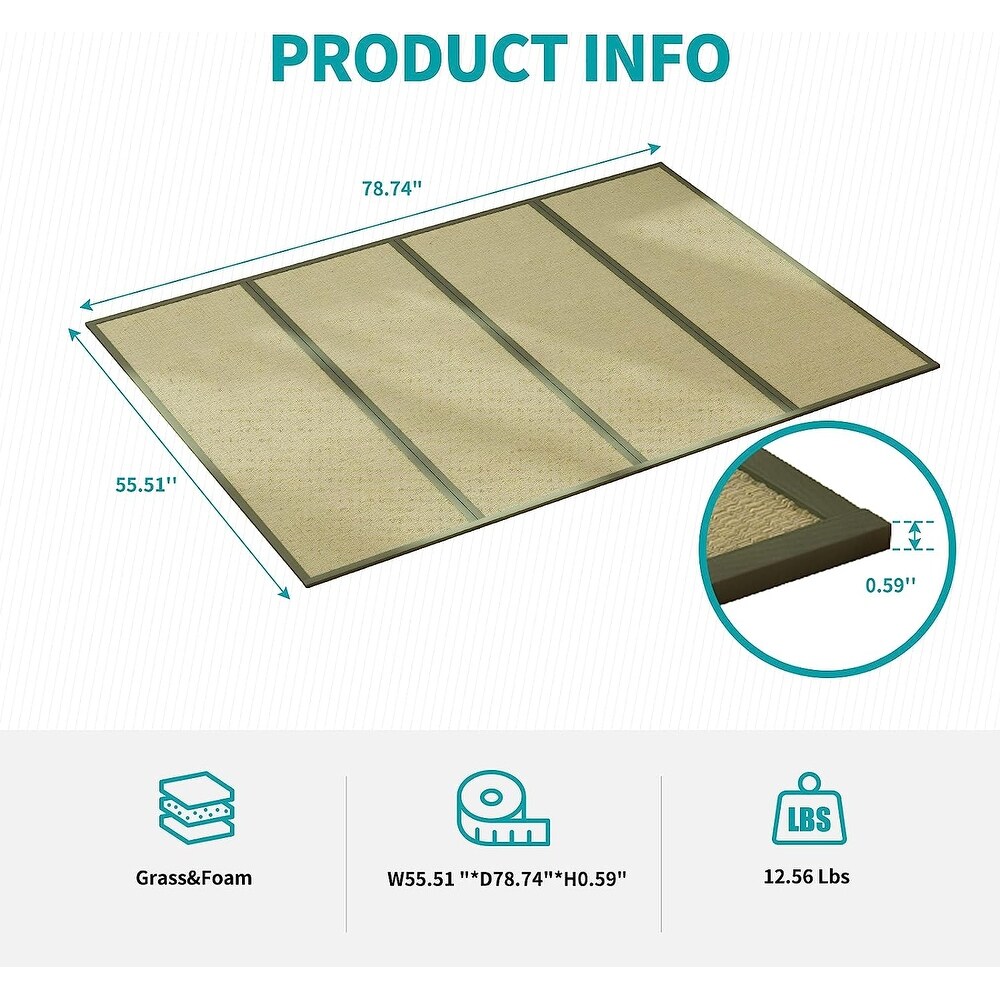 Mixoy Grass Futon Mattress Folding Floor Bed suitable for Chinese Style Cozy Tatami Grass Mat