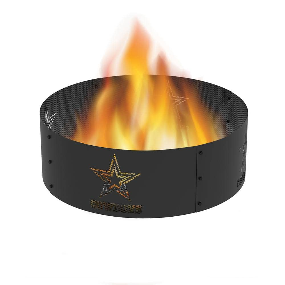 BLUE SKY OUTDOOR LIVING Decorative NFL 36 in. x 12 in. Round Steel Wood Fire Pit Ring - Dallas Cowboys FR361208-DC