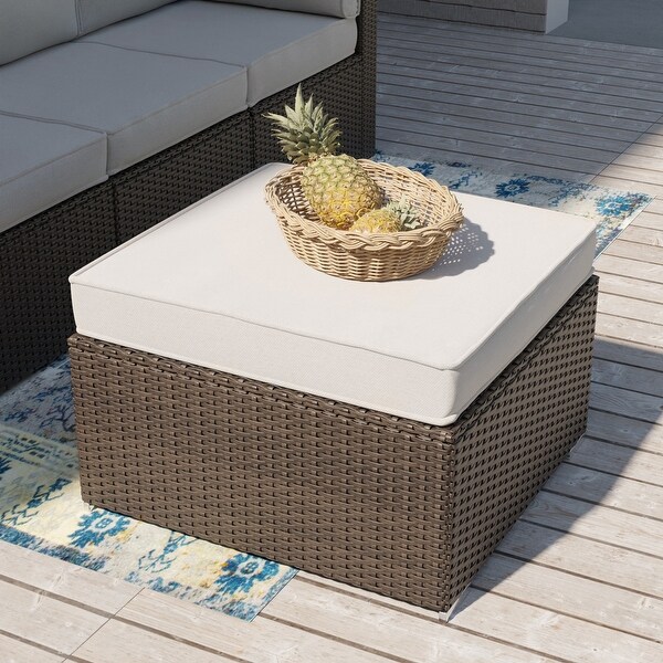 COSIEST Outdoor Furniture Wicker Addon Ottoman