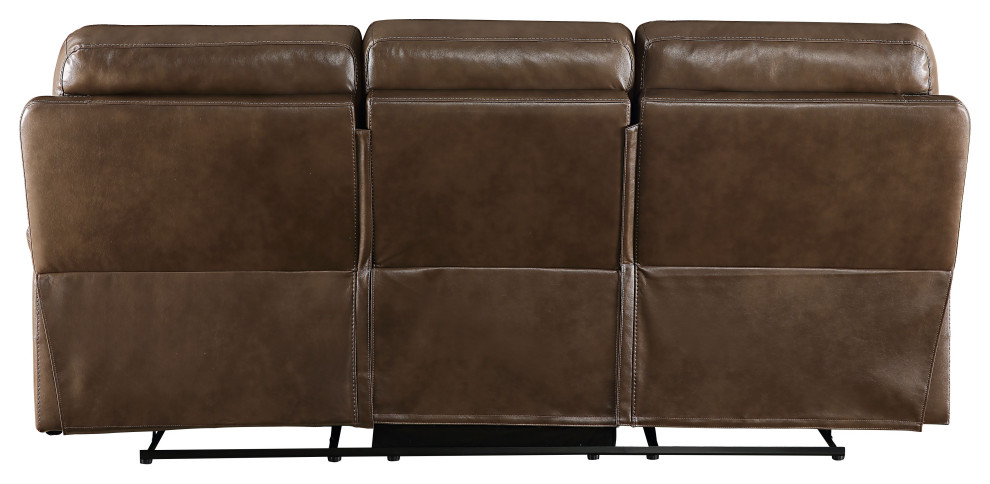 Aashi Sofa  Motion  Brown Leather Gel Match   Transitional   Sofas   by Homesquare  Houzz