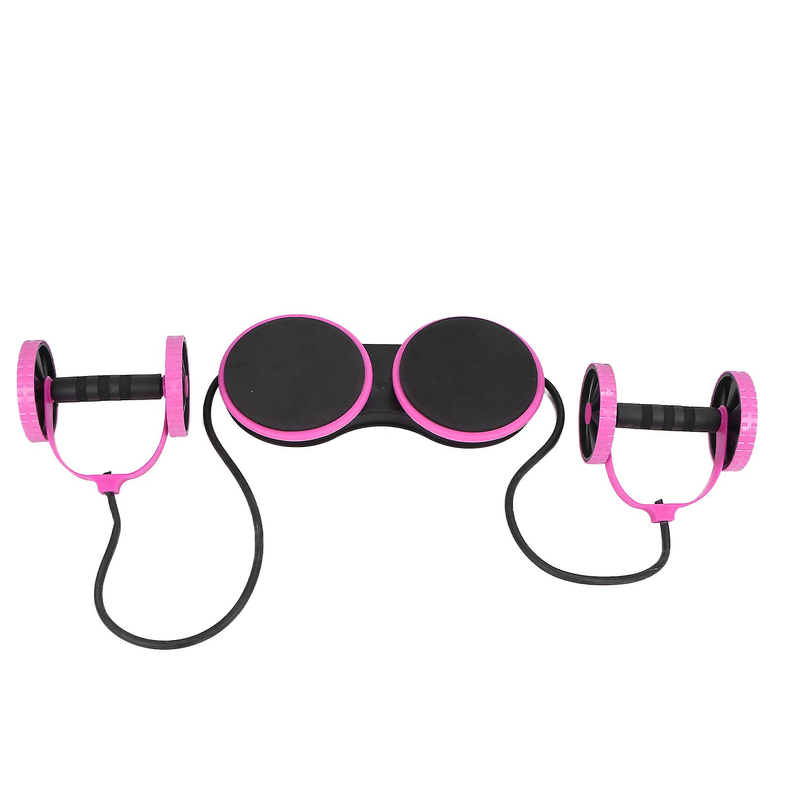 Abdominal Wheel Roller Multifunctional Bodybuilding Abdominal Muscles Training Pull Rope Roller Pink