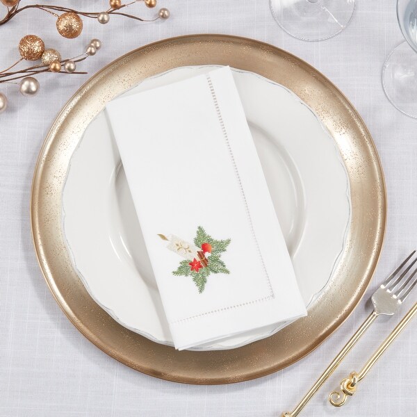 Festive Candle Embroidered Napkin (Set of 6)