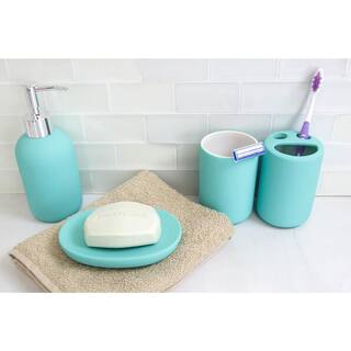 Home Basics 4-Piece Mason Jar Bath Accessory Set in Mint Green HDC51460