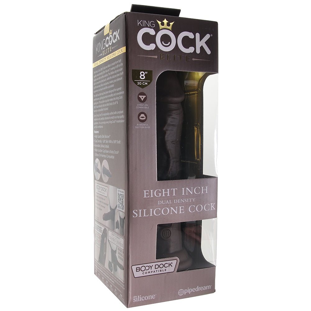 King Cock Elite Dual Density 8 Inch Silicone Cock in Brown