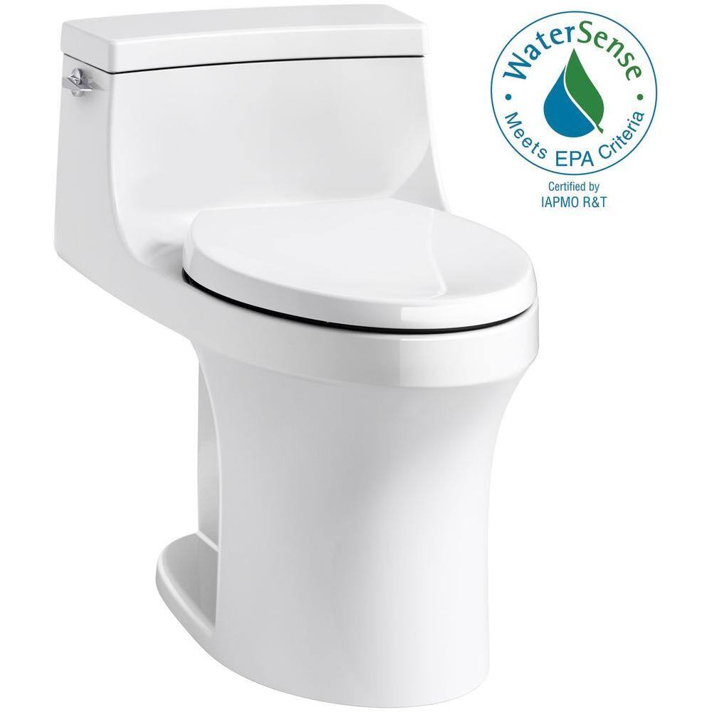 KOHLER San Souci 1-Piece 1.28 GPF Single Flush Elongated Toilet in White K-5172-0