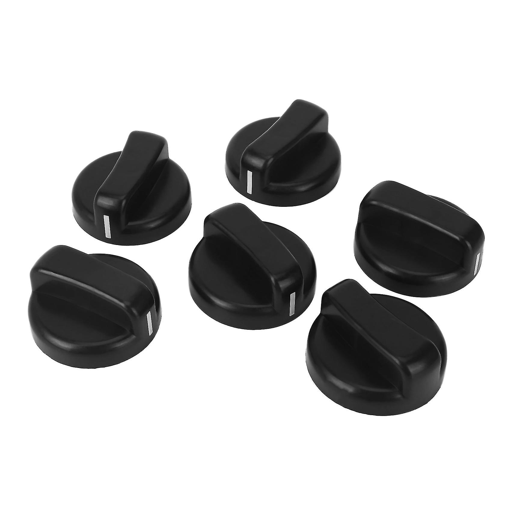 6 Pcs Kitchen Black Plastic Gas Stove Cooker Control Knobs