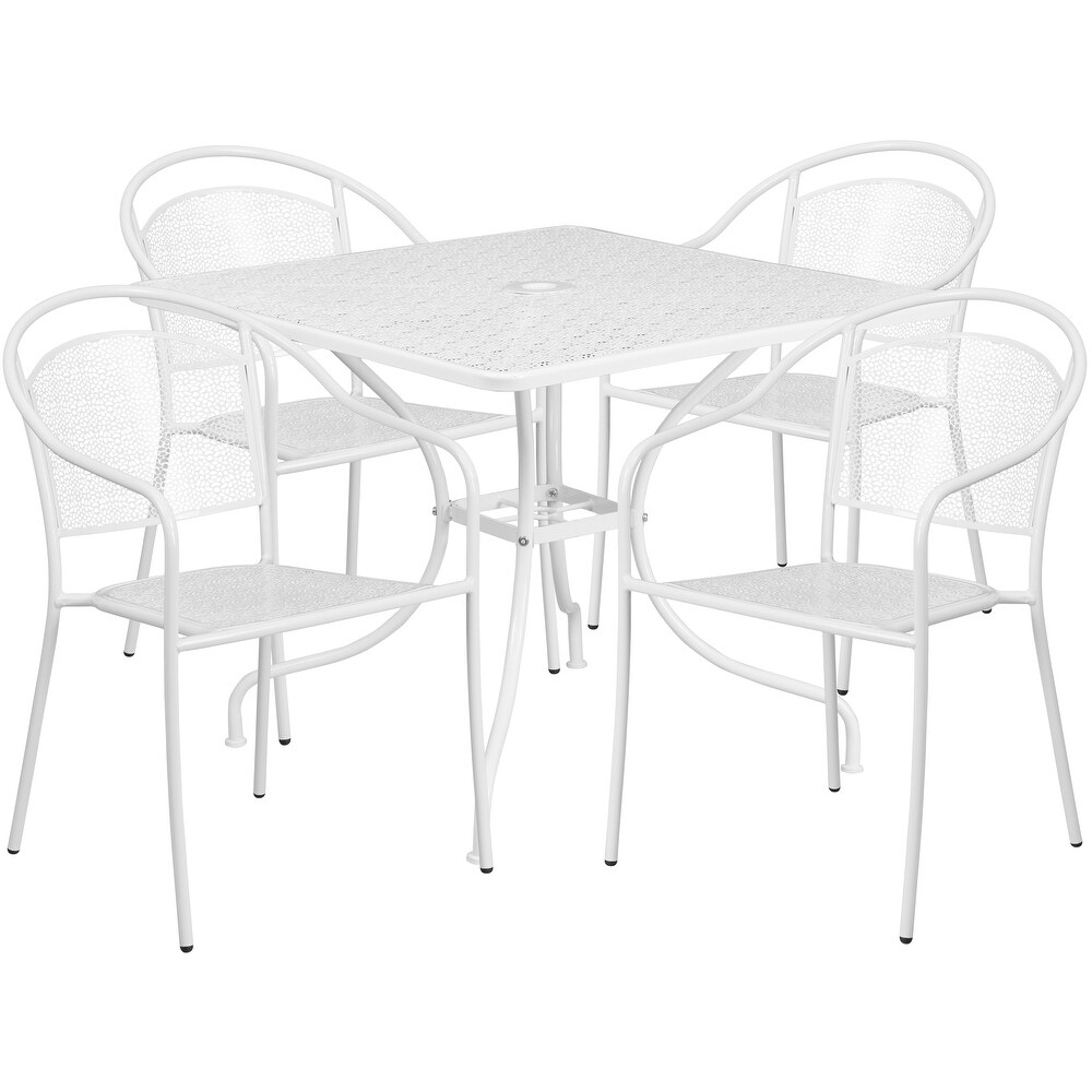 35.5 inch Square 5 piece Indoor/ Outdoor Steel Dining Set