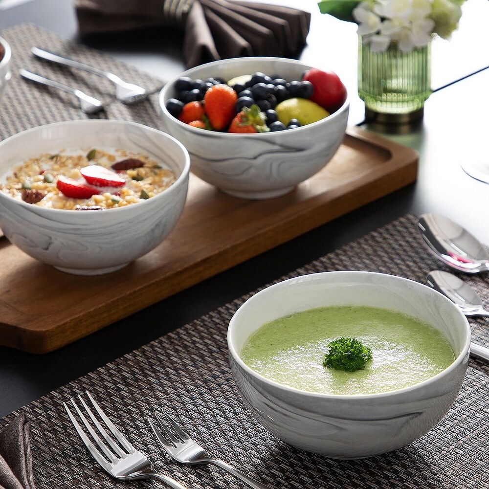 MALACASA 4 Piece Porcelain Soup Salad Bowls Set