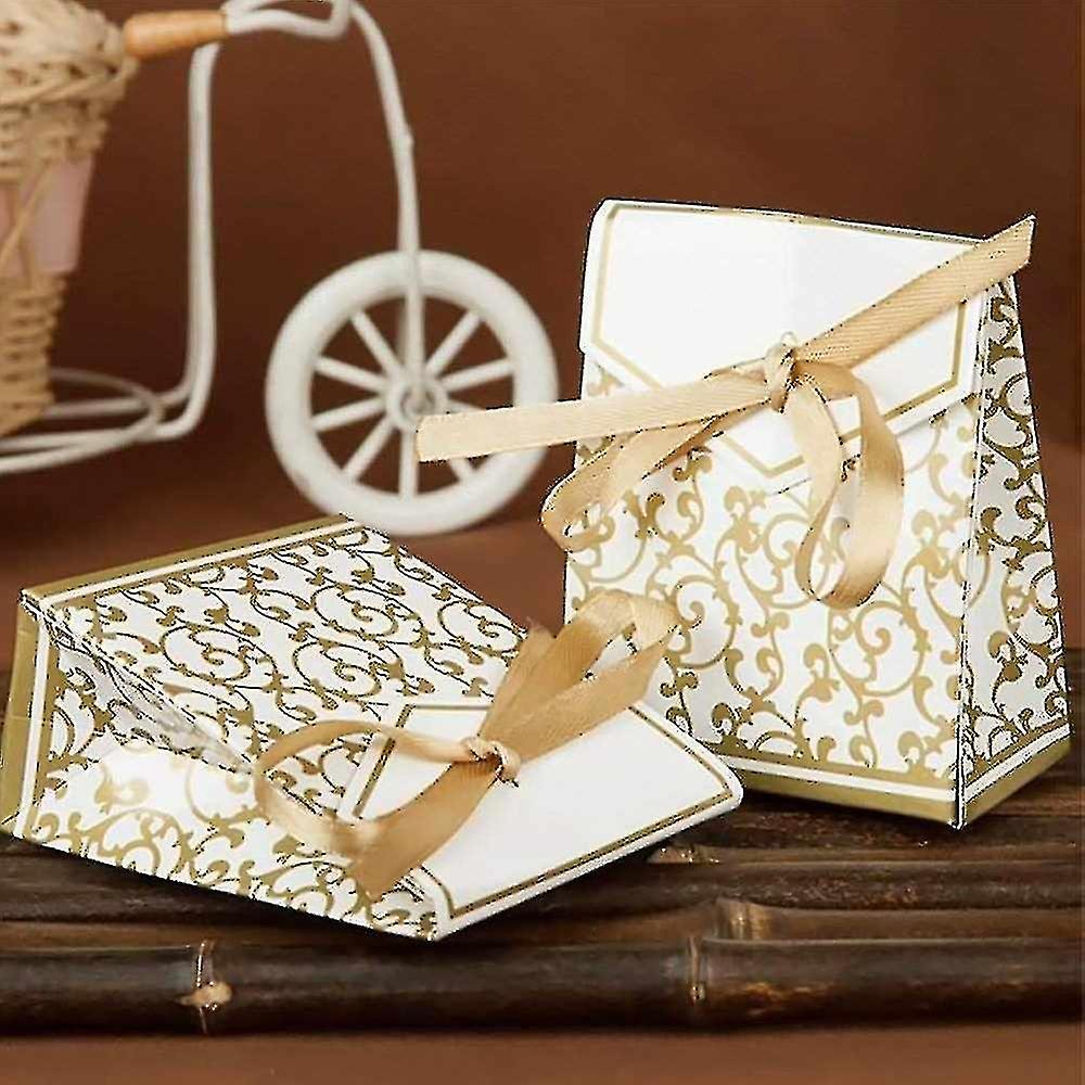 Candy Boxes， Gift Boxes With Gift Ribbons Candy Bag Cake Box 50 Pcs