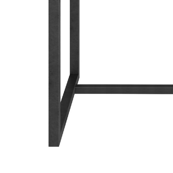 Cid 20 Inch Modern End Table， Marble Top， Metal Base， White， Black