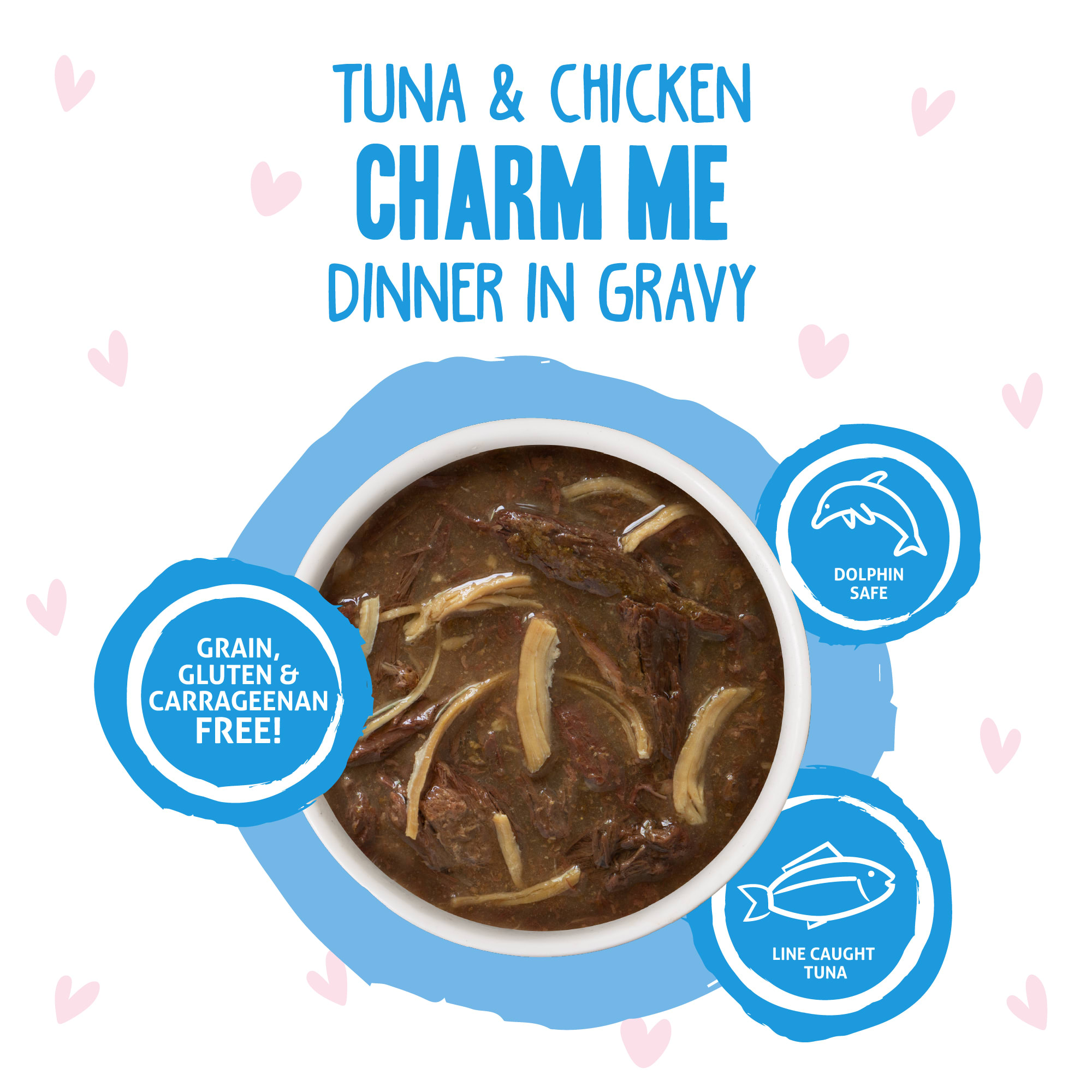 B.F.F. OMG Charm Me Tuna  Chicken Dinner in Gravy Wet Cat Food， 3 oz.， Case of 12