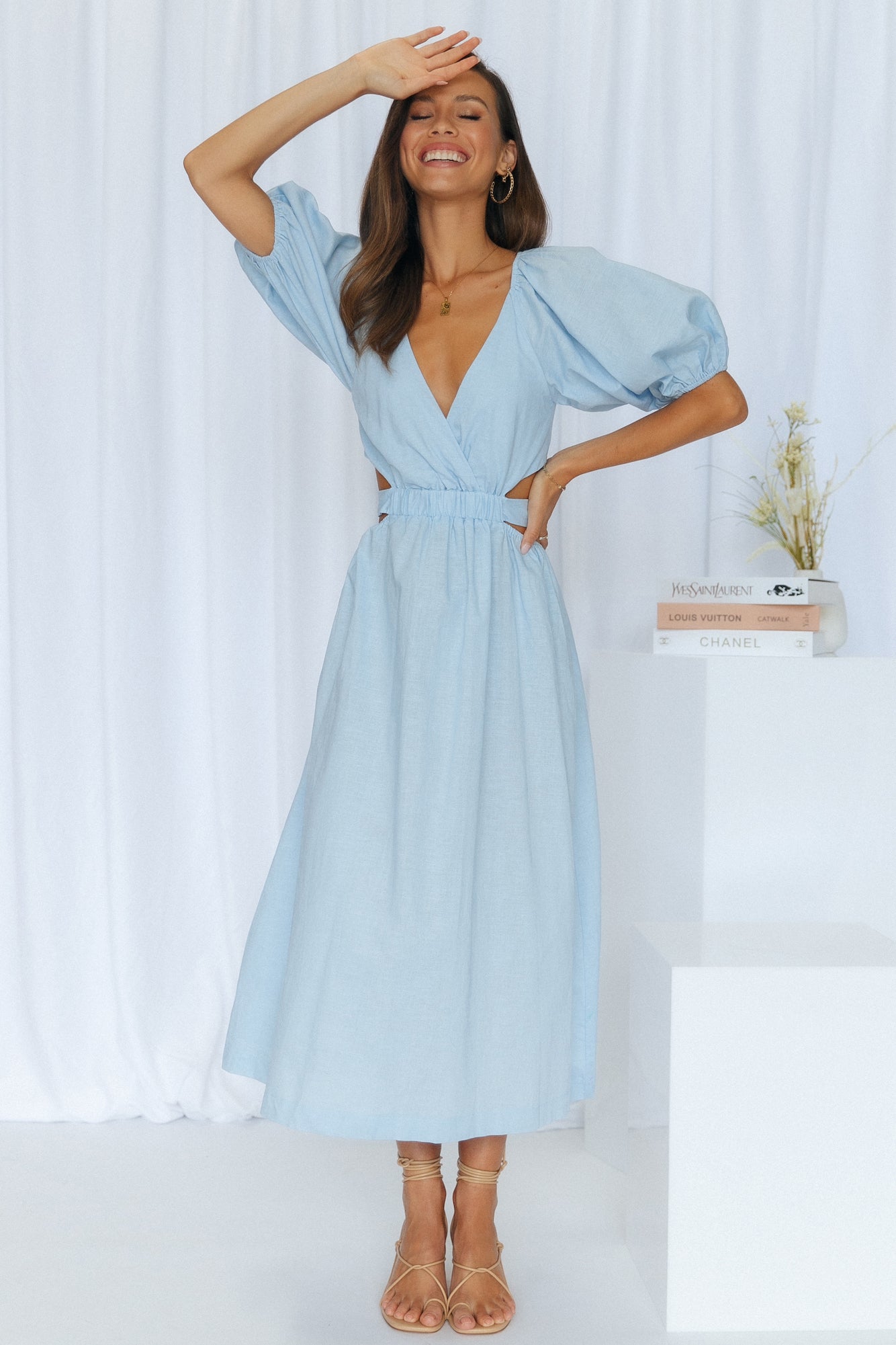 Not A Second Midi Dress Blue