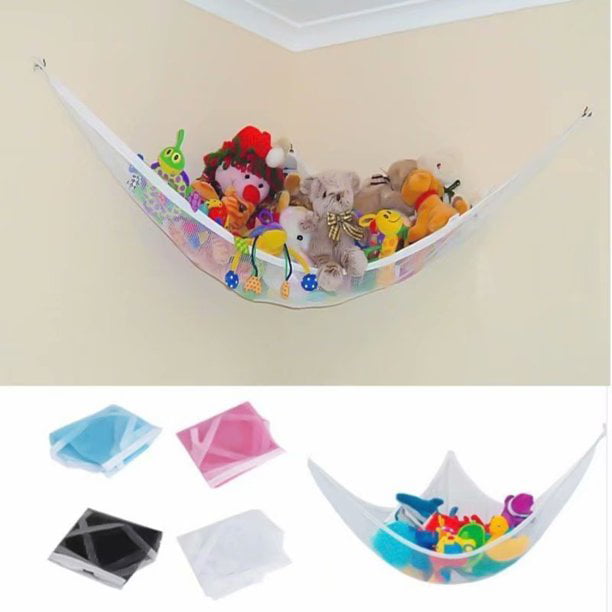 Jumbo Toy Hammock Corner Storage Hammock Toy Organizer Hammock Mesh Net for Stuffed Animals, Nursery Play, Teddies