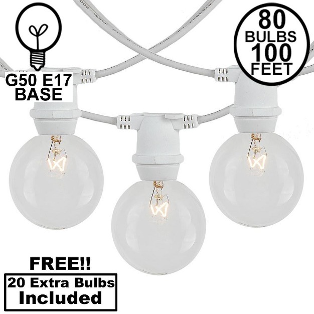 Novelty Lights Globe Outdoor String Lights With 80 In line Sockets White Wire 100 Feet