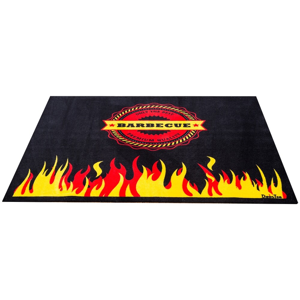 Doortex  BBQ Mat  Under Grill Mat  Fire Retardant and Flame Resistant Mat with Flame Design  Size 39\