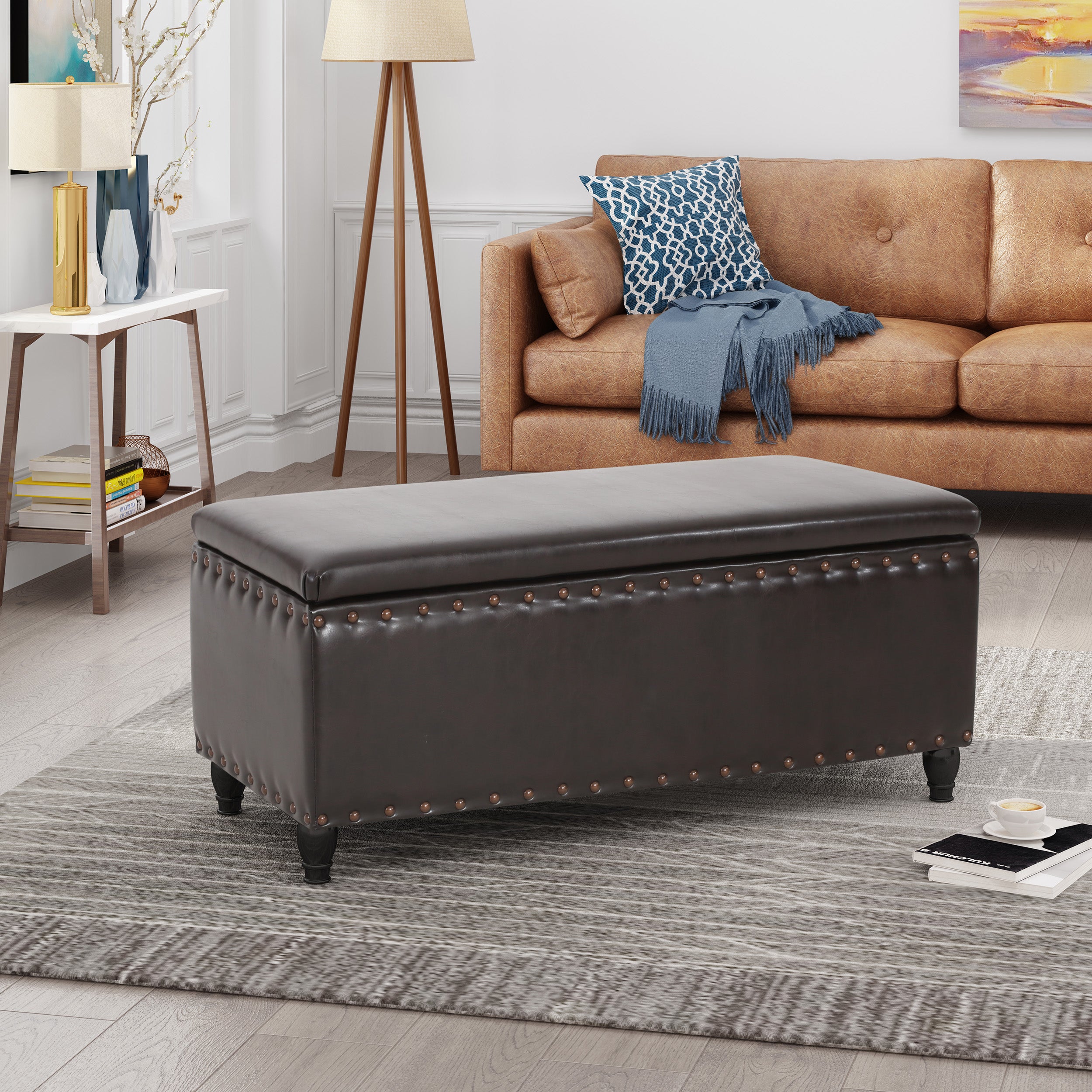 Envy Contemporary Bonded Leather Storage Ottoman