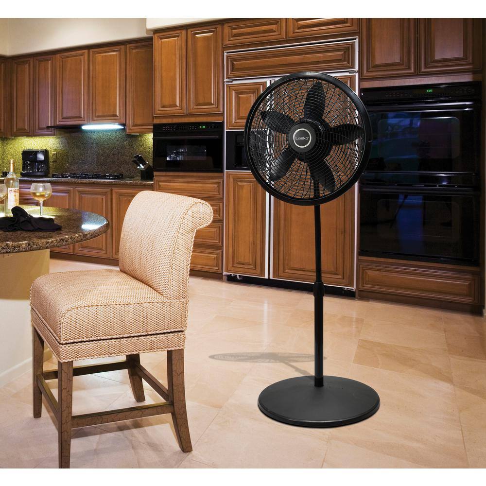 Lasko 18 in. 3 Speeds Cyclone Pedestal Fan in Black with Adjustable Height Oscillating 1823