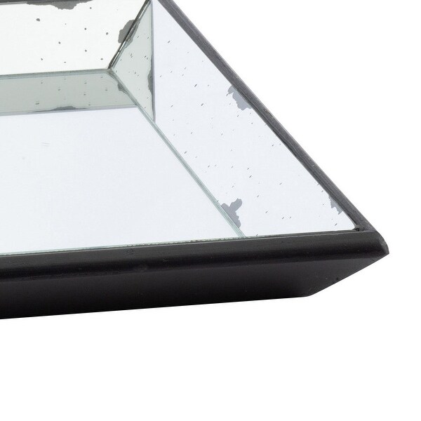 24 Inch Square Decorative Tray with Mirrored Surface??? Modern Style??? Black - 23.6L x 23.6W x 2H??? in inches