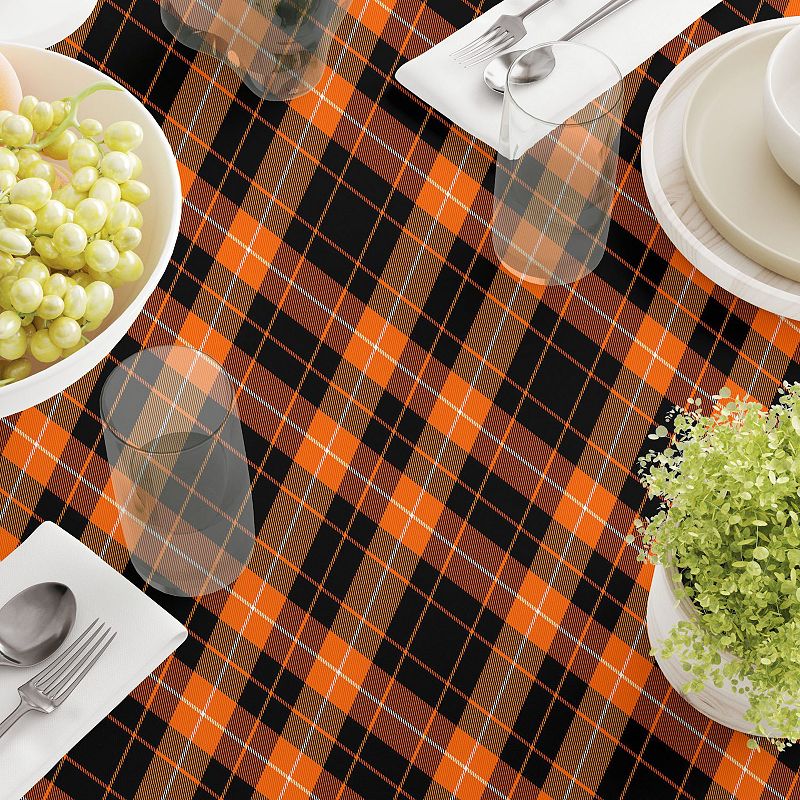 Square Tablecloth， 100% Polyester， 54x54， Halloween Plaid