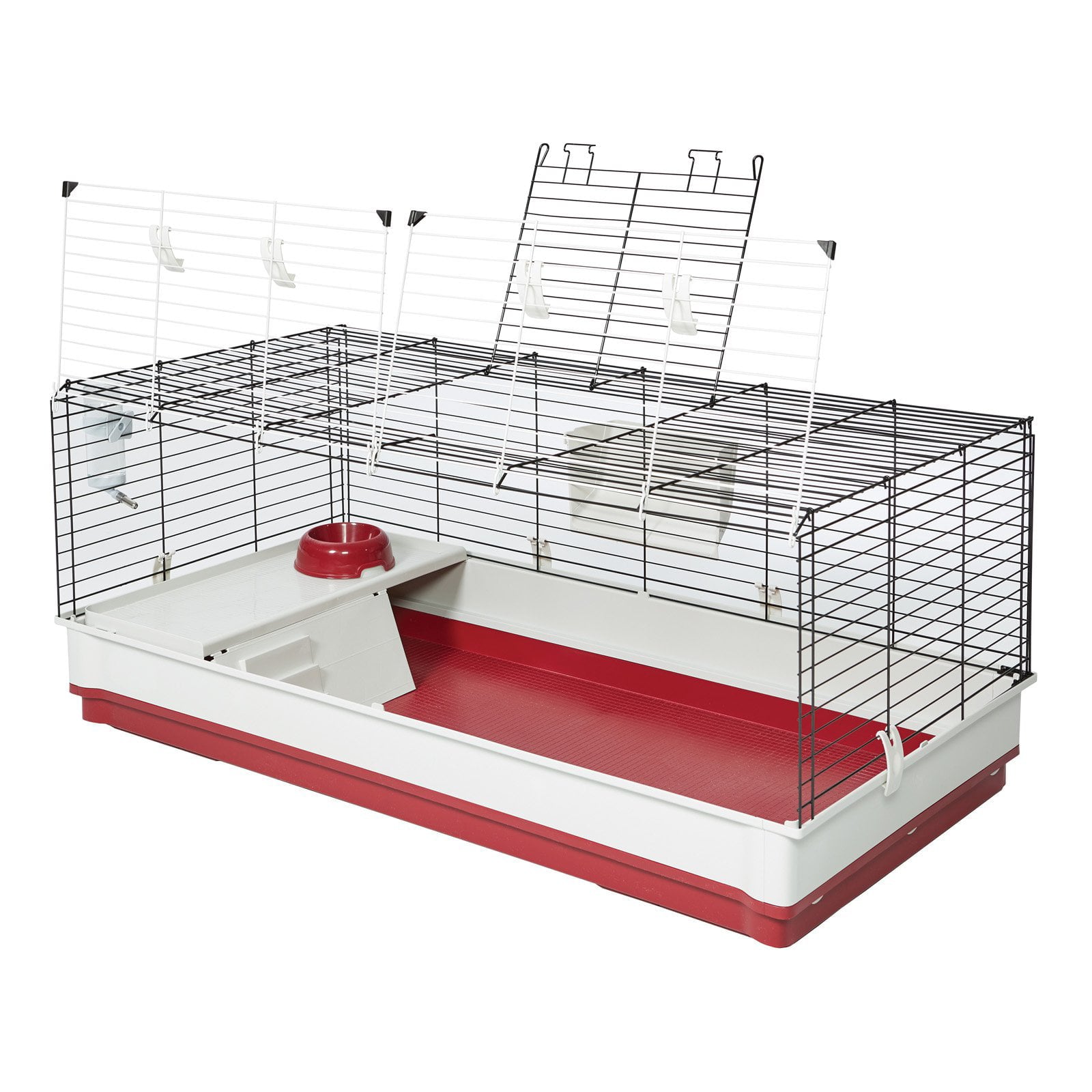 Midwest Homes for Pets Deluxe Rabbit and Guinea Pig Cage， X-Large， White and Red